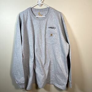 CARHARTT Men's XXL Gray Long Sleeve Pocketed Original Fit Work Shirt w Logo‎ EUC